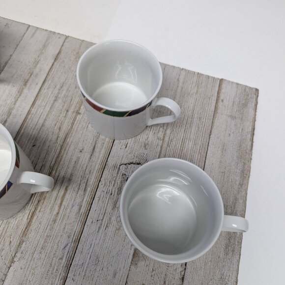 Vintage Pier 1 CELEBRATION Flat Coffee Tea Cups Porcelain Gold Trim Set of 4 - Picture 4 of 8